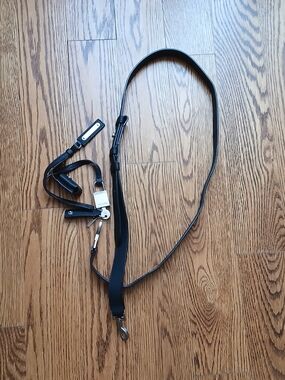 YSL Black Leather Bag Strap with Silver Hardware